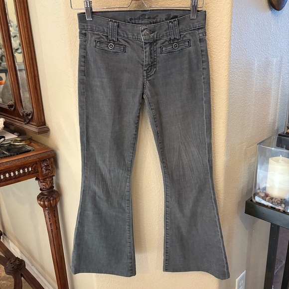 7 FOR ALL MANKIND Gray Low Waisted Bell Bottom Y2K Jeans Size 24-Made in USA - Picture 3 of 8